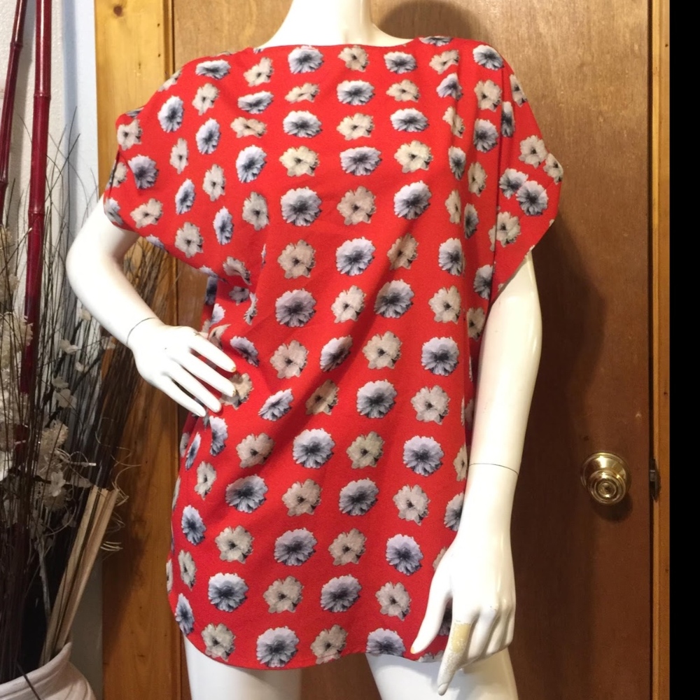 BRIGHT ORANGE WITH FLOWERS Calvin Klein BLOUSE